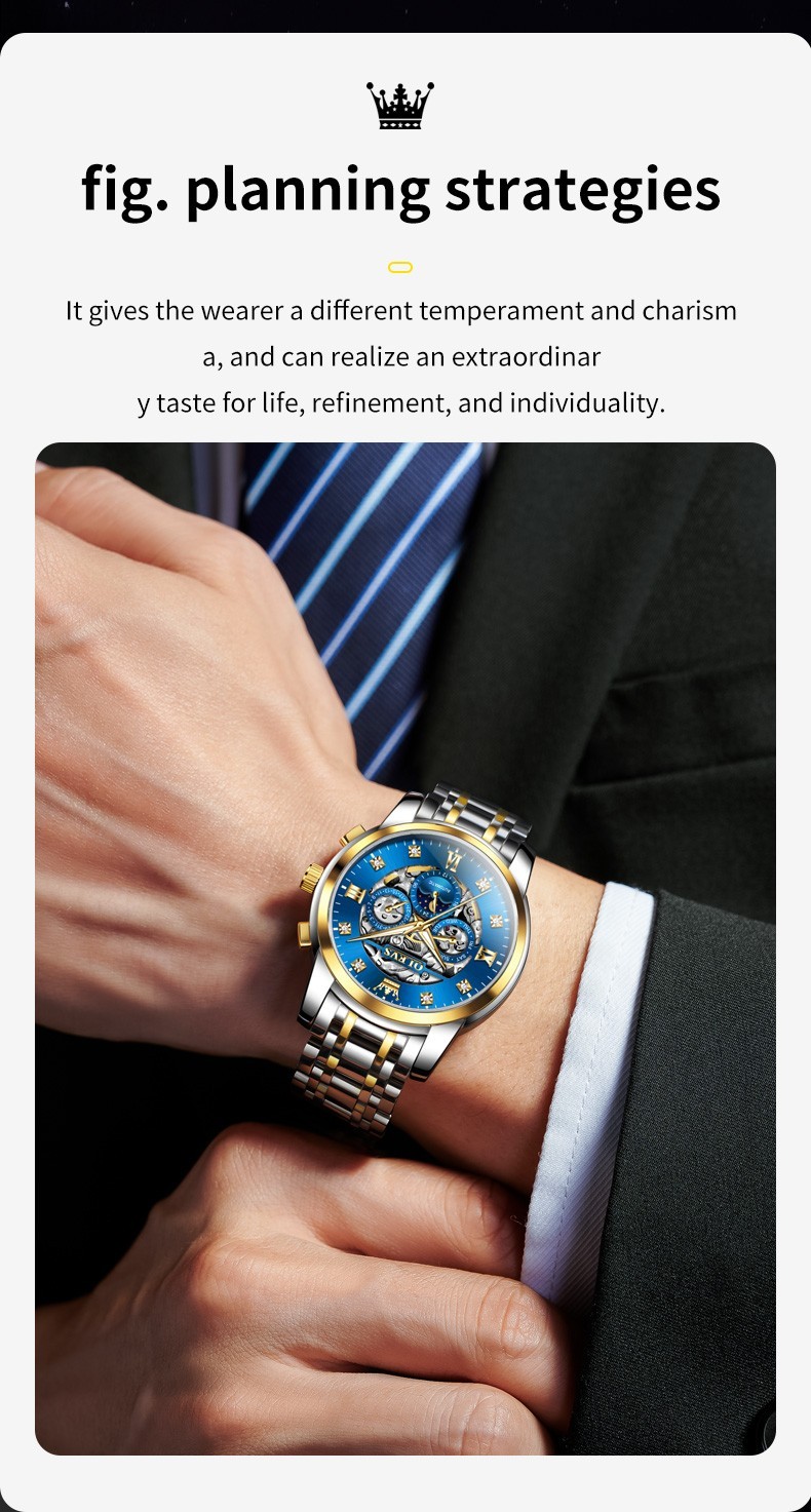 OLEVS 6721 Hollow Multifunction Dial Fashion Men Automatic Mechanical Wristwatch