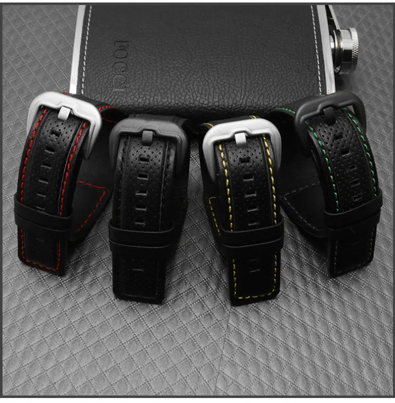 Leather Watch Strap For Dietrich OT-3 OTC-AO1 24mm Black Cowhide Wrist Band