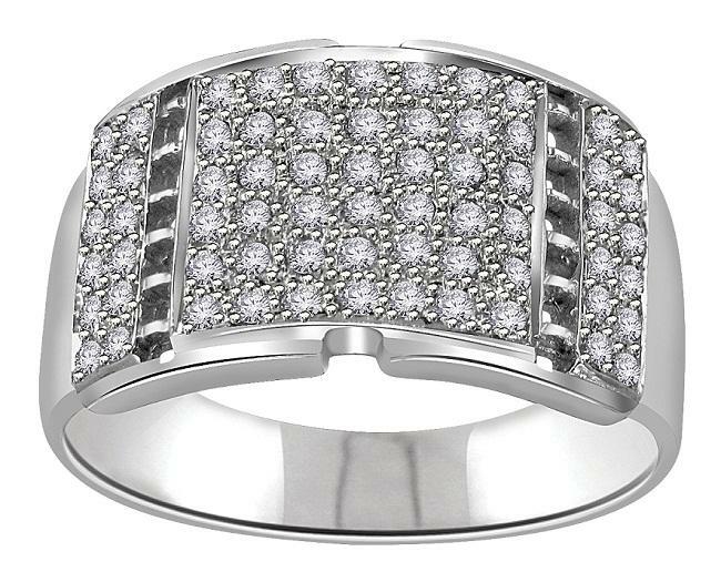 Men’s Wedding Ring SI1 G 0.70 Ct Round Diamond 14K White Gold Pave Set 12.45MM