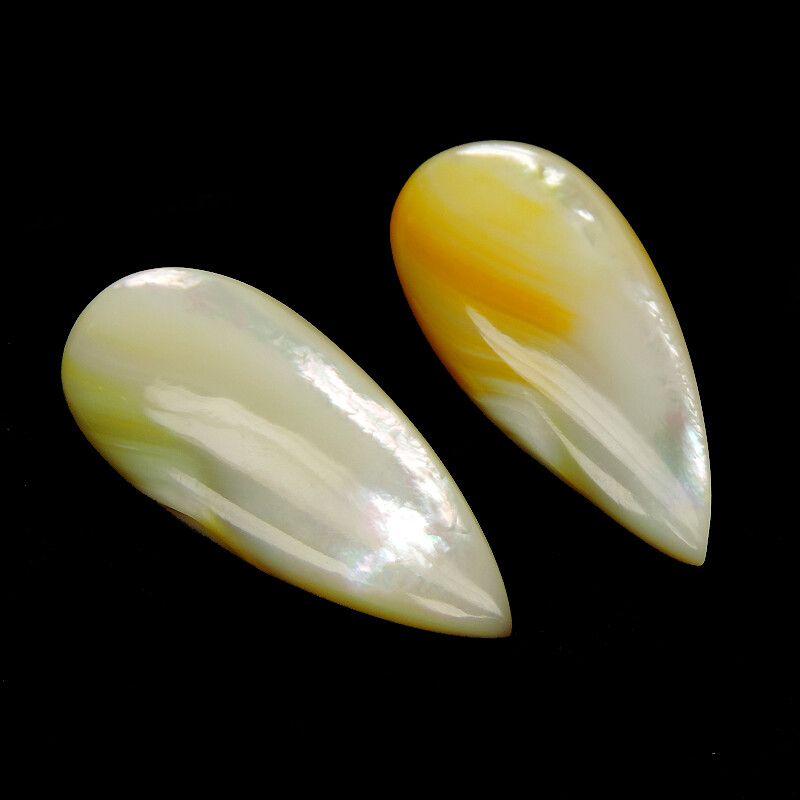 36X17X7 MM 58.85 CTS GRACEFUL 2 PCS PEAR CAB Mother ofPearl GEMSTONE earrings