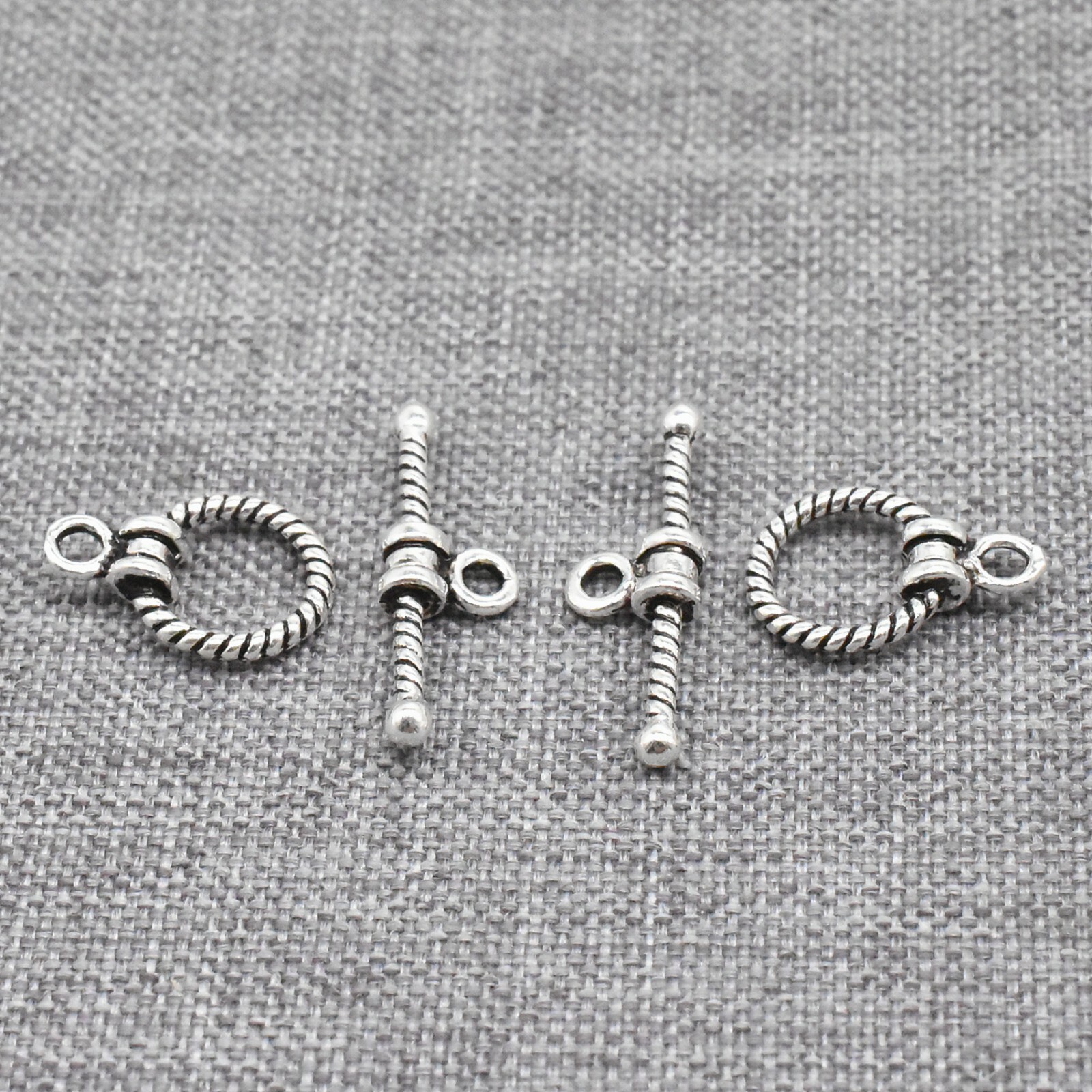 5 Sets of 925 Sterling Silver Coiled Toggle Clasps for Necklace Bracelet