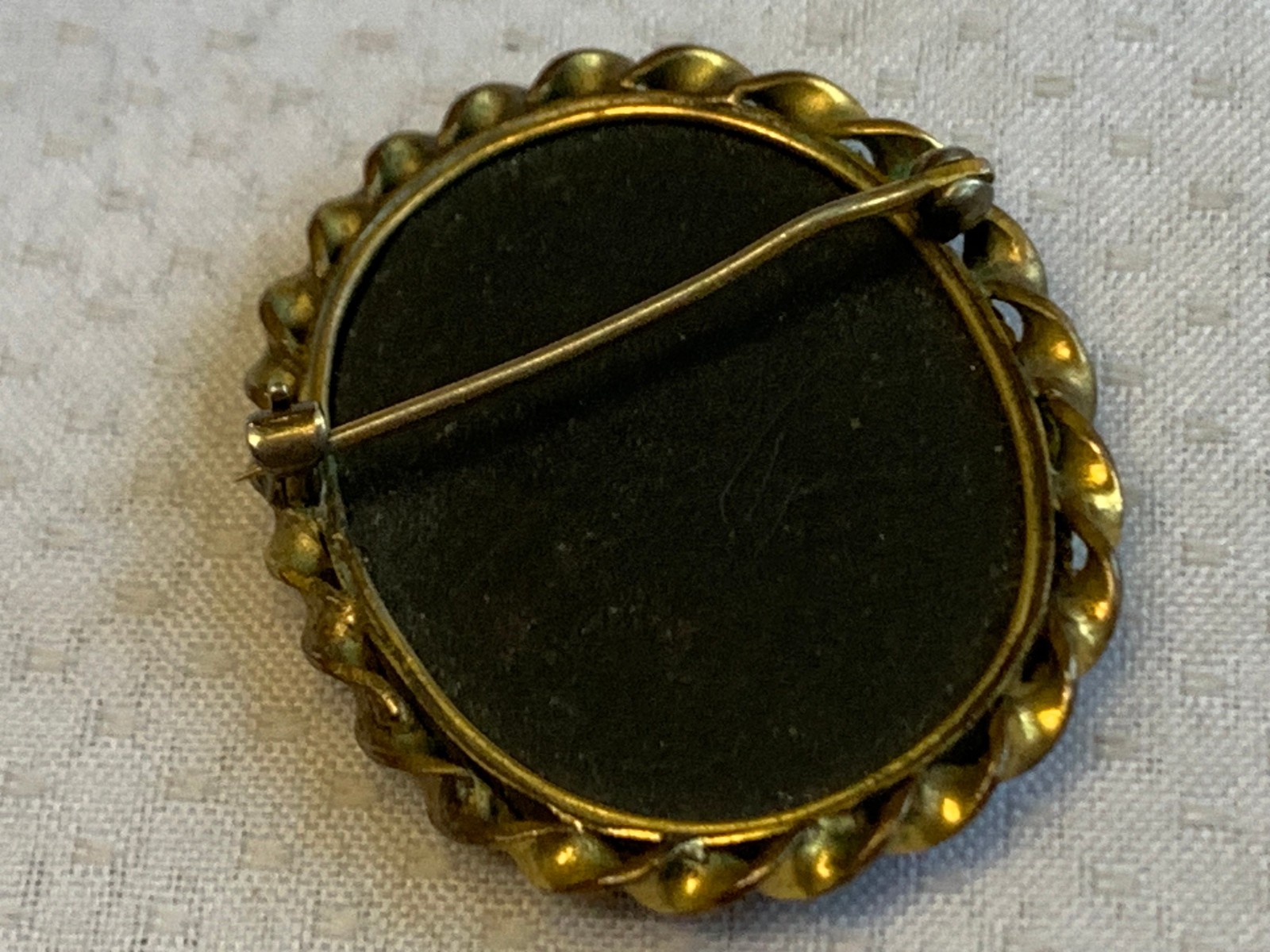 Antique Pietra Dura Brooch Costume Jewelry White Flower Floral Stone Inlay Pin