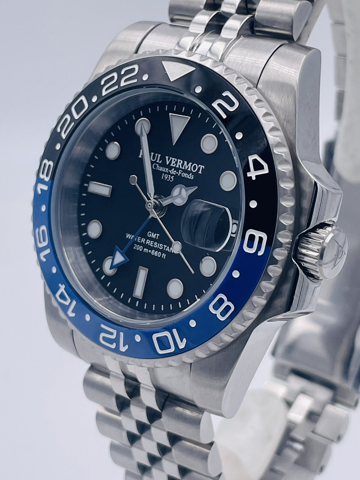Paul Vermot GMT Automatic Ceramic Watch Pv2116BLKJ/540 Very Discounted New