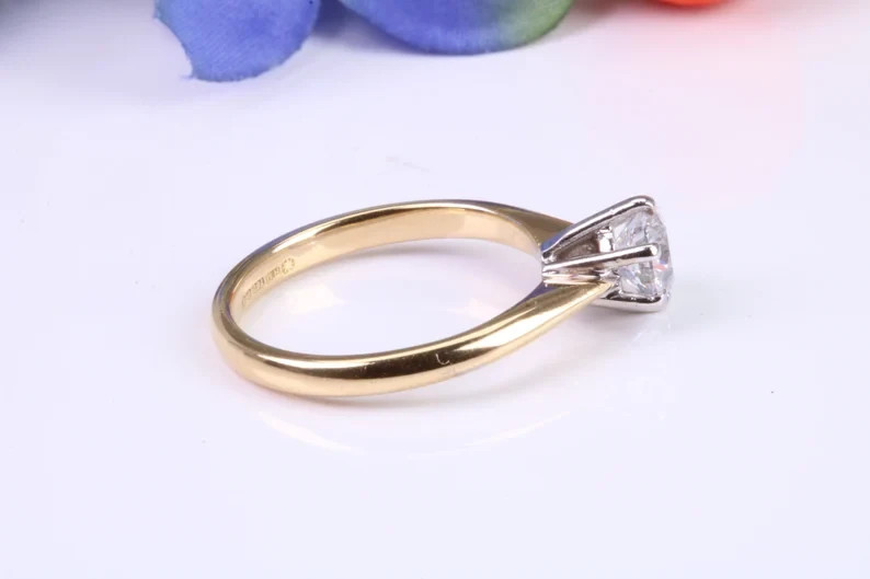 Round Cut 14K Multi Gold DEF I1-I3 Natural Diamond Wedding Ring 0.70Ct UGL Prong