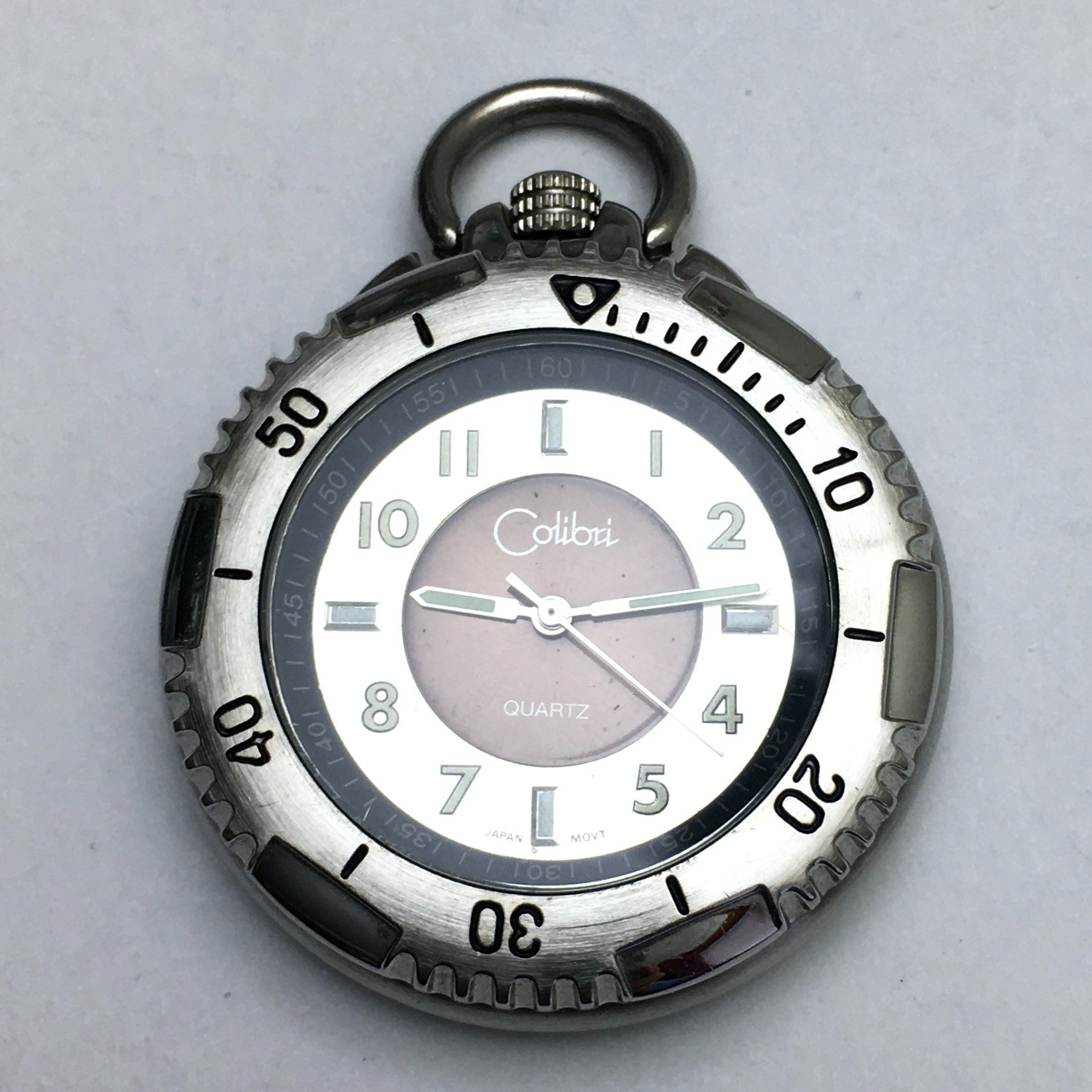 Colibri Quartz Pocket Watch Silver Tone Small Size Open Face Tested See Video