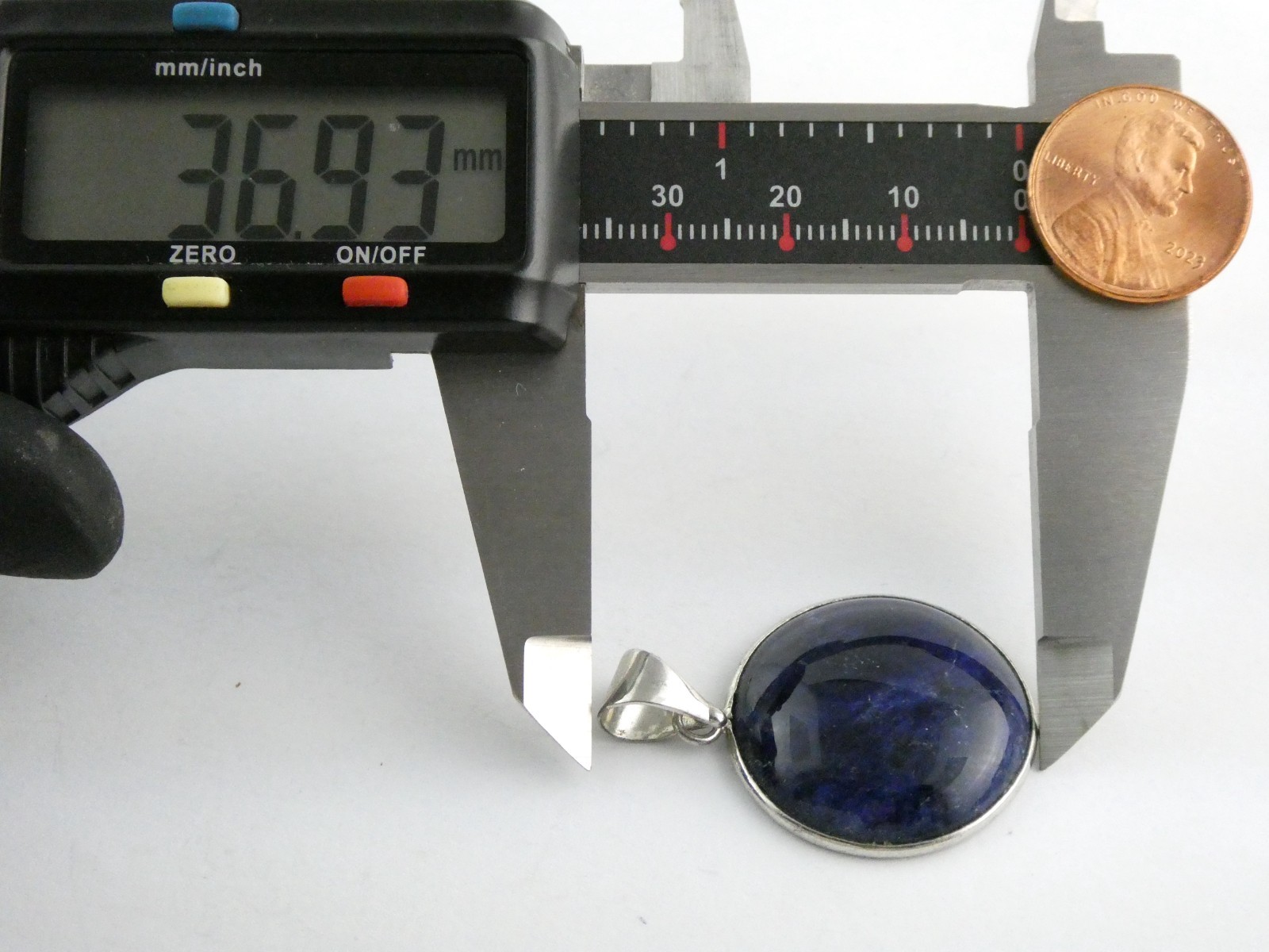Silver Plated Bezel Setting Round Dyed Darker Blue Sodalite Cabochon Pendant