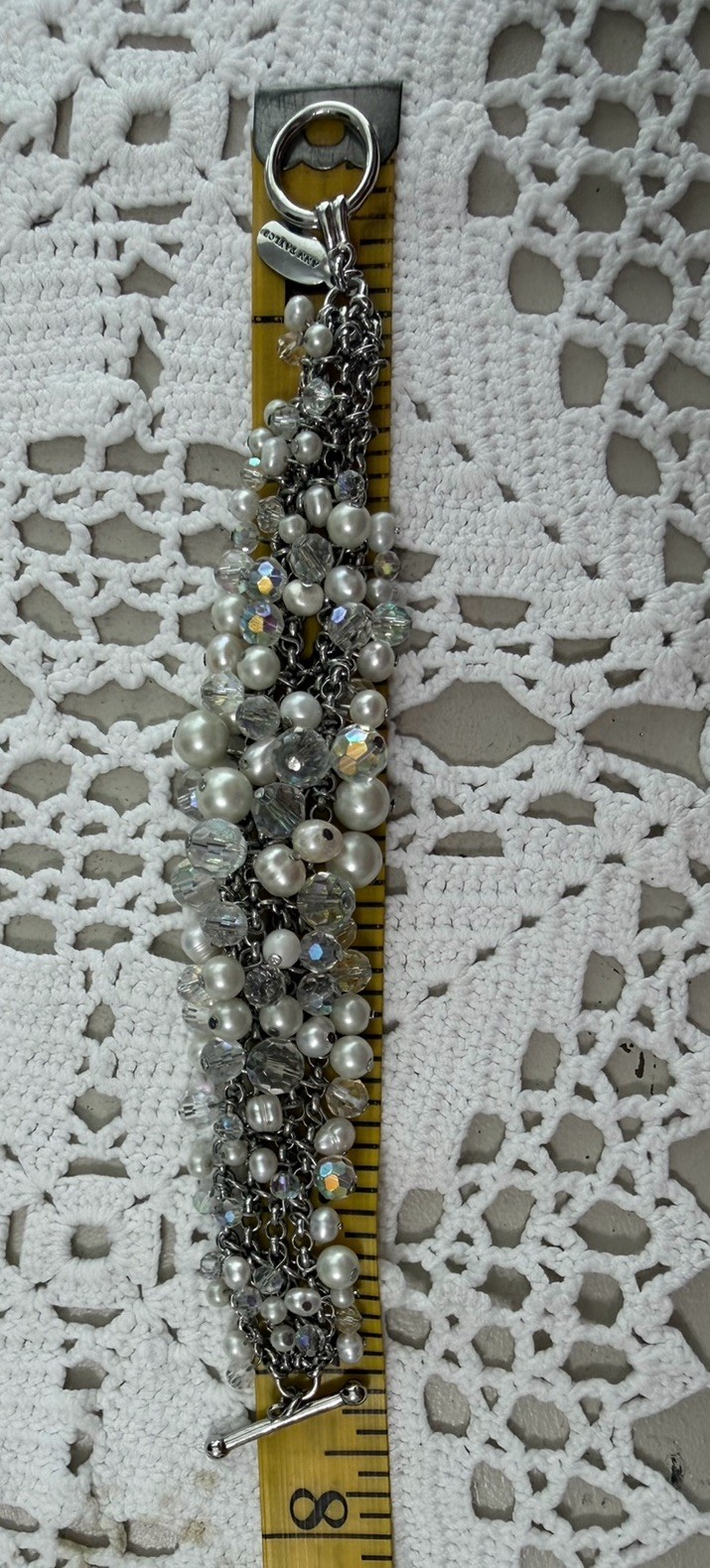 Ann Taylor Faux Pearl & AB Rhinestones Beaded Necklace & Cha Cha Bracelet
