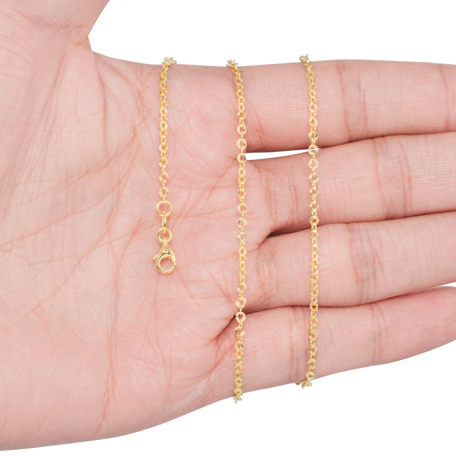 10K Yellow Gold 2mm-5mm Rolo Round Cable Link Chain Pendant Necklace, 16″- 30″