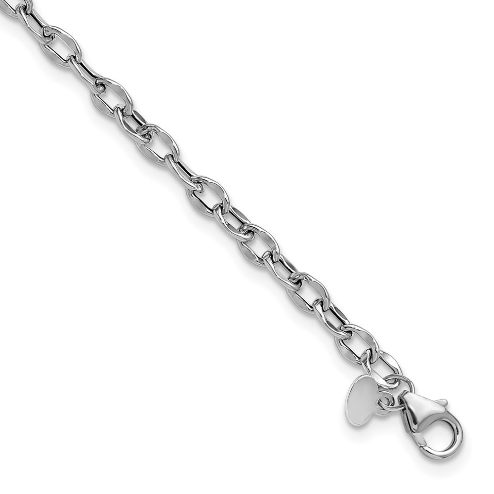 14K White Gold Polished Flat Cable Link Bracelet 7.5″ for Women 1.14g