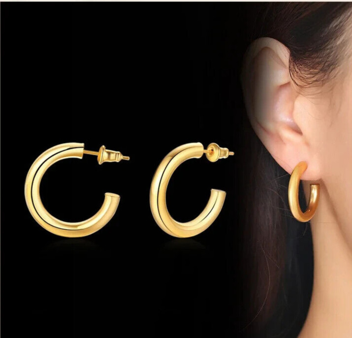18K Gold Filled Classic Tube Hoop Earrings Many Sizes Small Medium (X-)Large H7