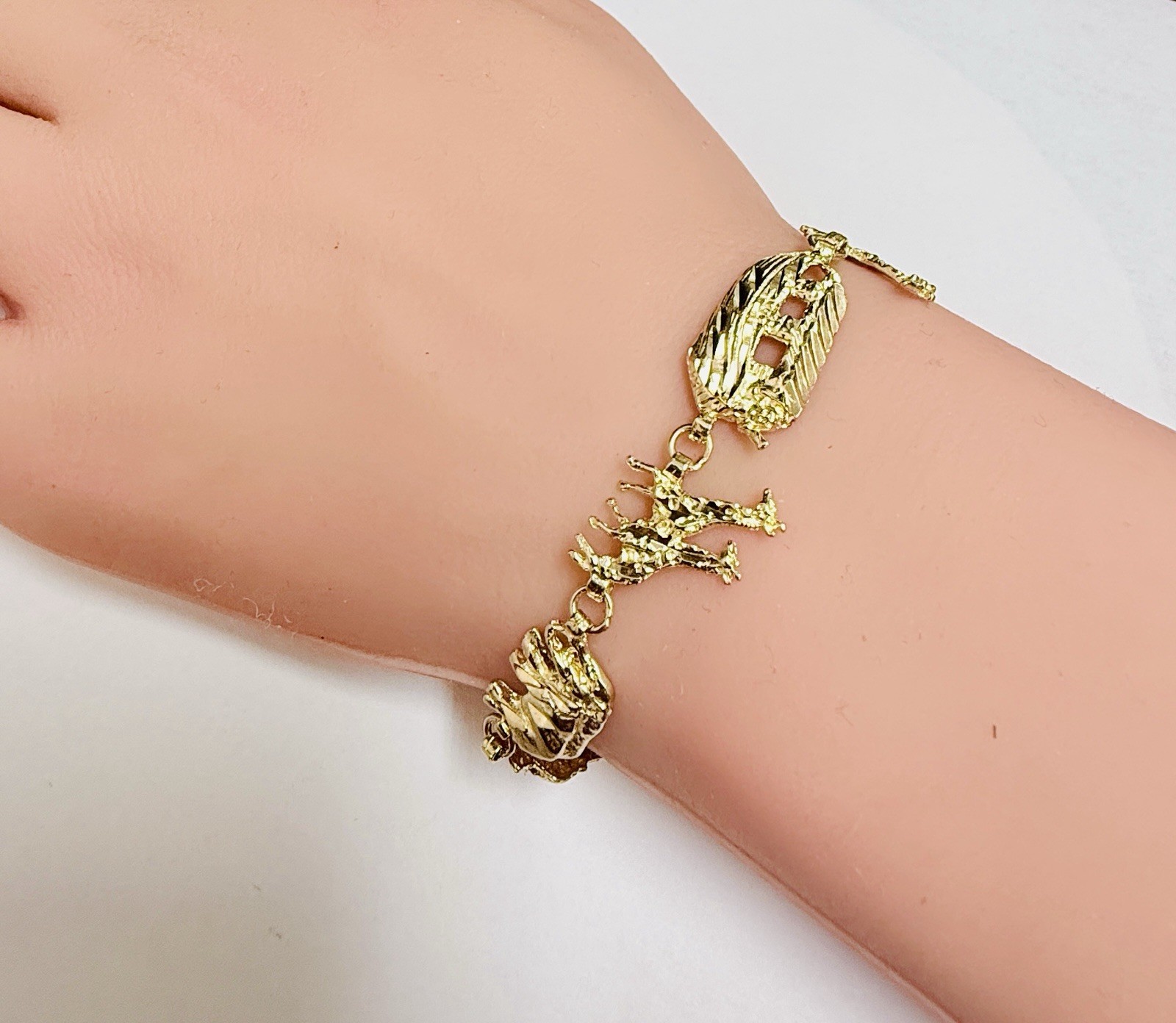 10K Solid Yellow Gold Noah’s Ark Bracelet ~ 7 Inches~ 8.2 Grams
