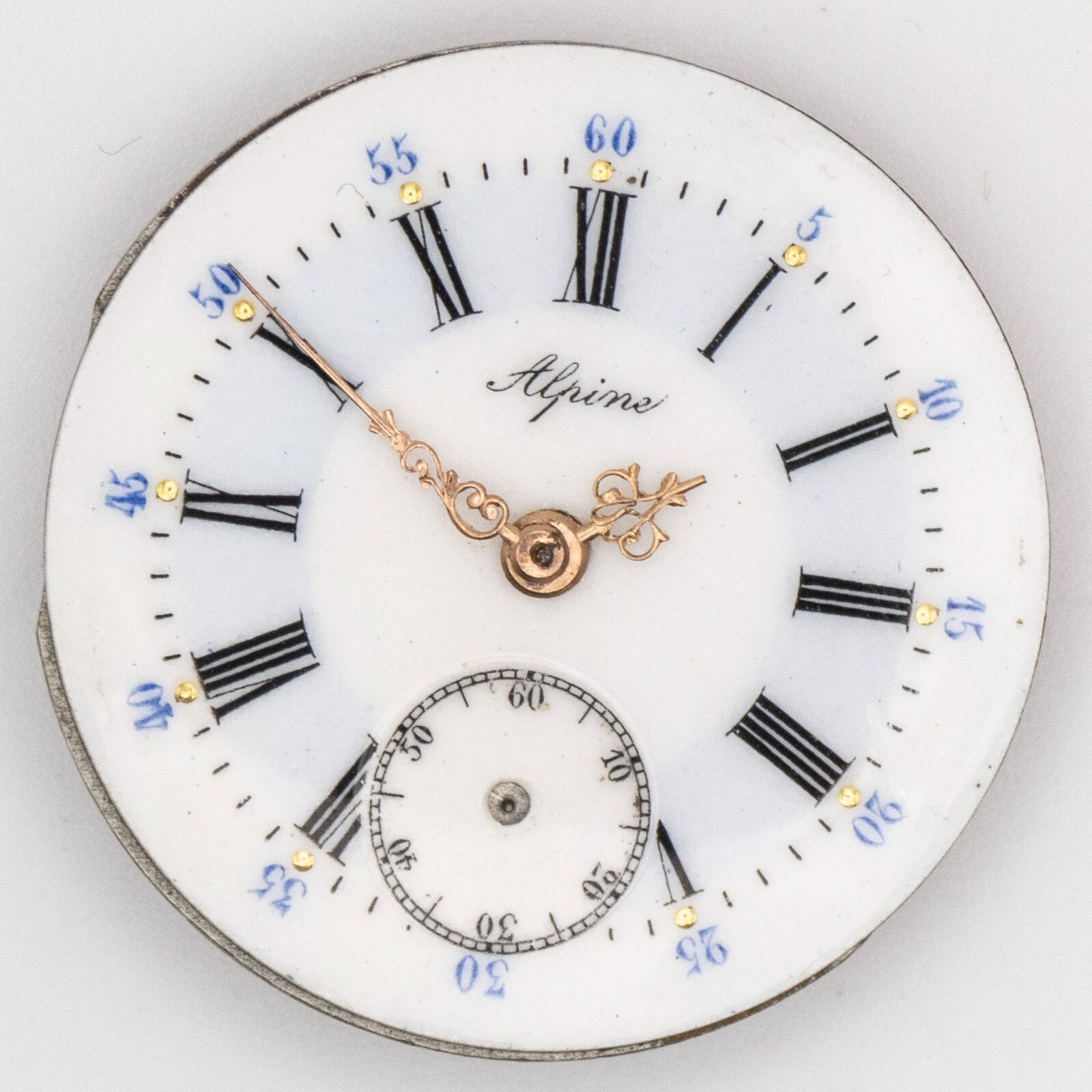 Alpine 29.6 mm x 7.3 mm Swiss Antique Pocket Watch Movement with Fancy Dial