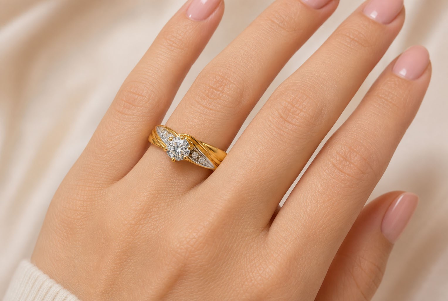 GENUINE 0.45 Cts DIAMOND ENGAGEMENT RING SOLID 14K GOLD – NWT – Free Appraisal