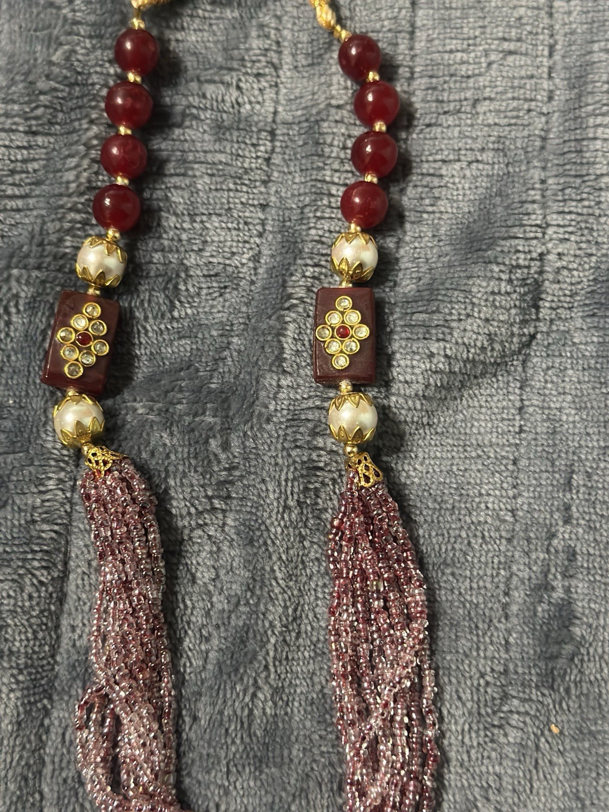 Jaipur Stone/lakh/minakari Work Traditional Red/pink Necklace