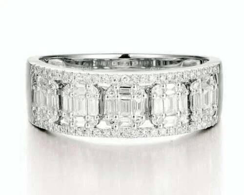 2.30Ct Lab Created Diamond Half Eternity Anniversary Band 14K White Gold Over