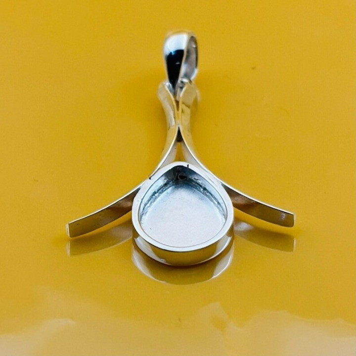 925 Sterling Silver 9x11mm Pear Bezel Pendant Setting DIY Jewelry Supplies