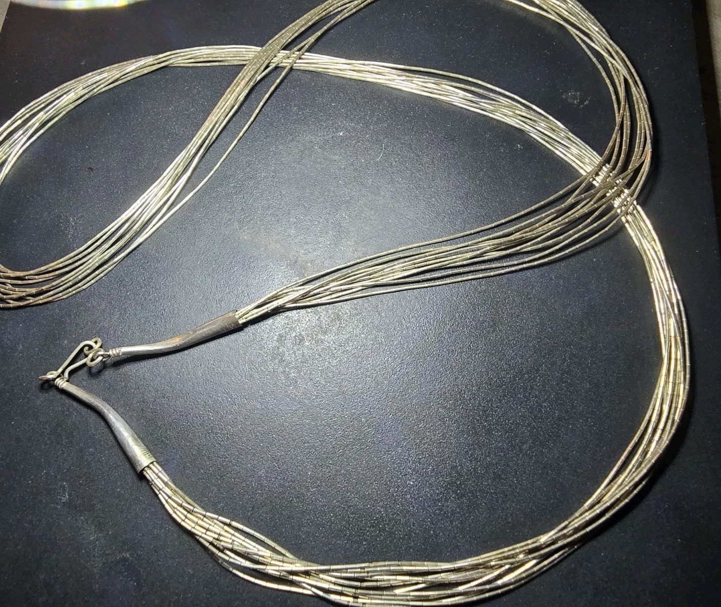 Vtg 925 Sterling Silver 10 Multi-Strand Liquid Chain Necklace 30 Inches 16.5 g