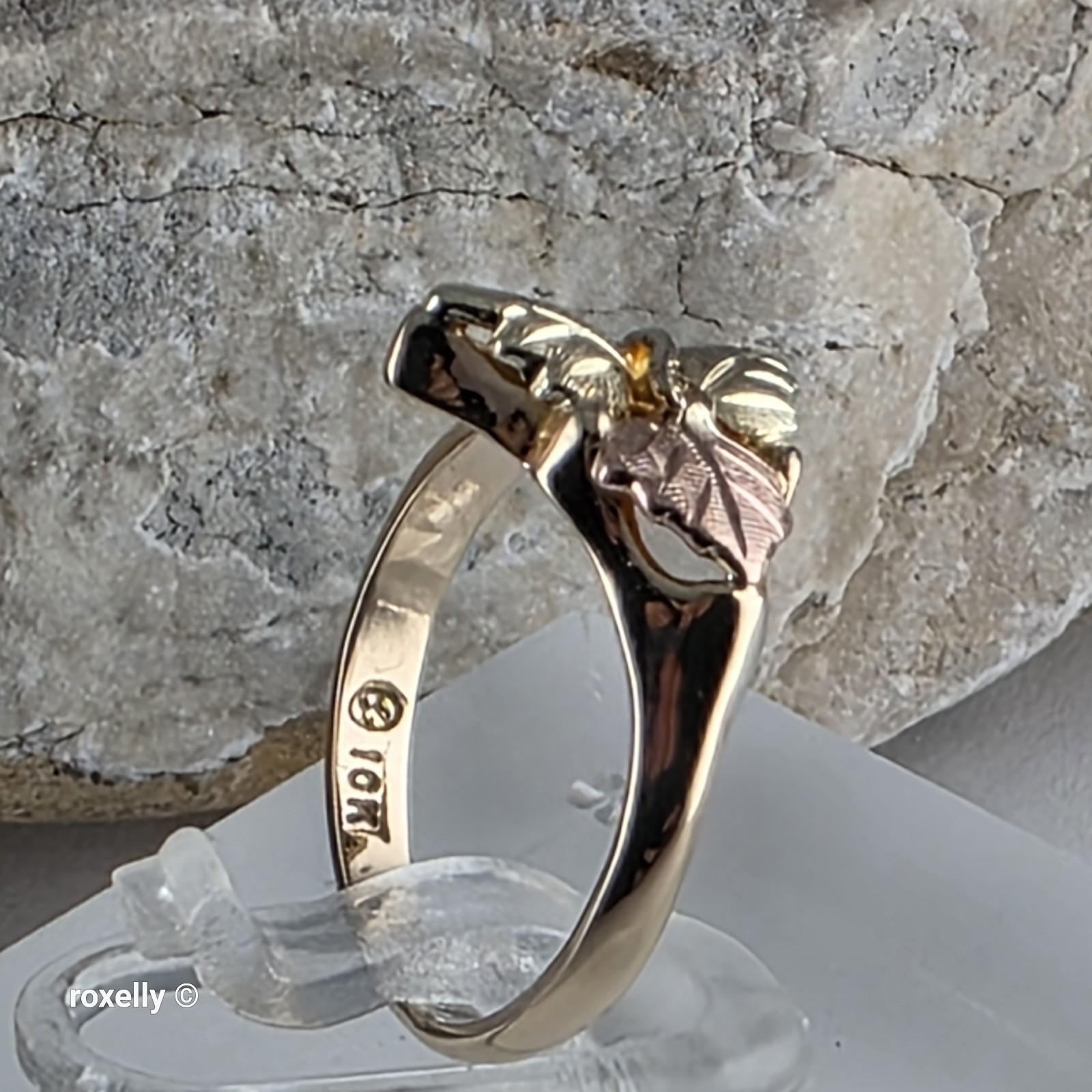 10K Yellow and Rose Gold Black Hills Leaves Ring Size 3, Solid Gold!