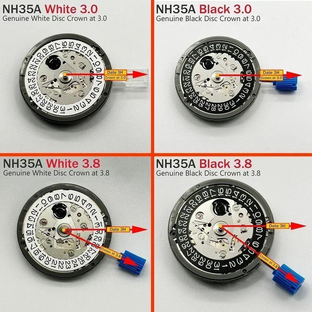 SEIKO NH35 NH35A Automatic Watch Movement Date 3H White/Black Disc Japan SII
