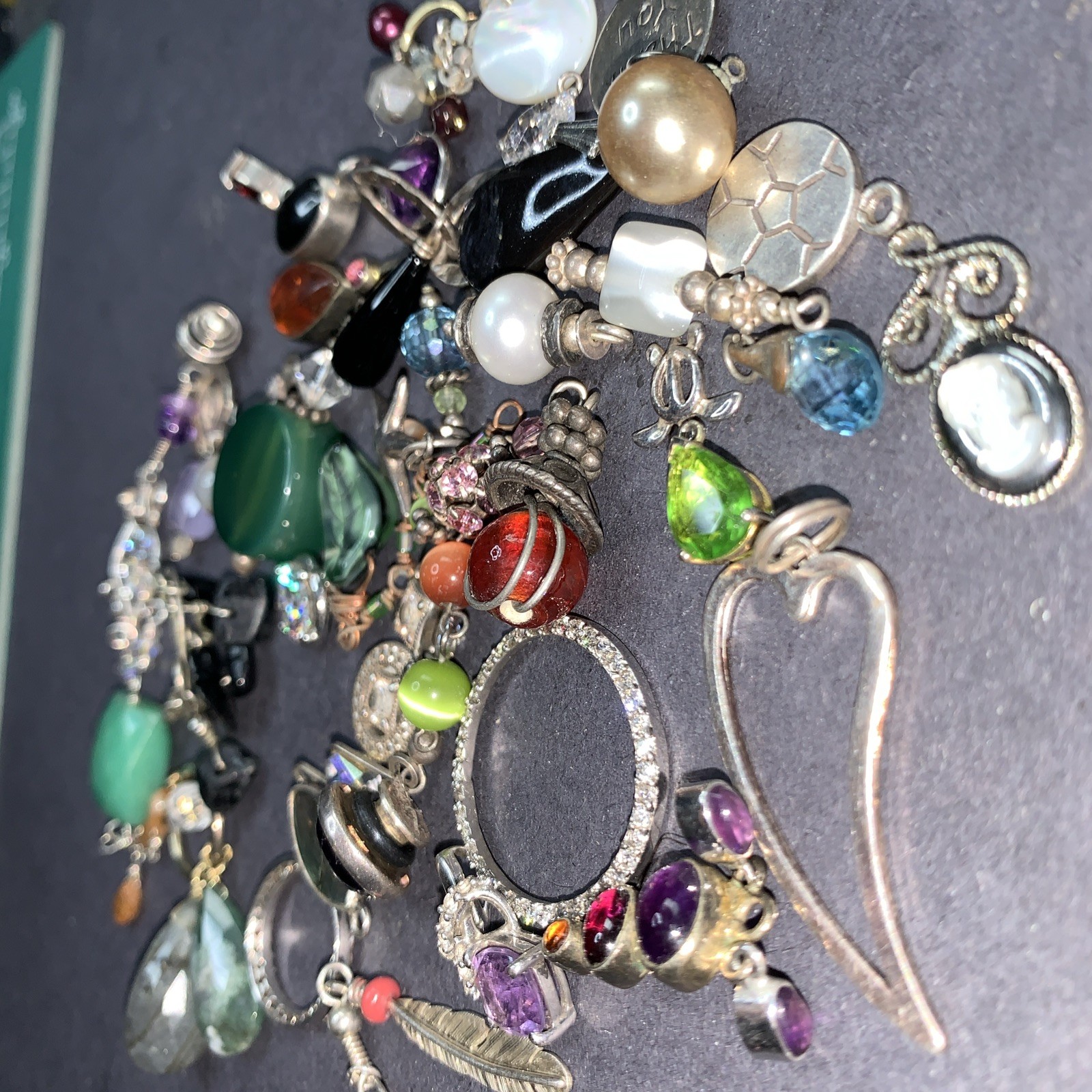 STERLING SILVER 925 Lot Necklace Pendant SS40 Charms Boho Crystal Navajo 42