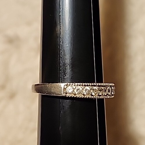 • FZN Fuzion Creations CN 925 Multi-Stone Sterling Silver Thin Ring Size 7