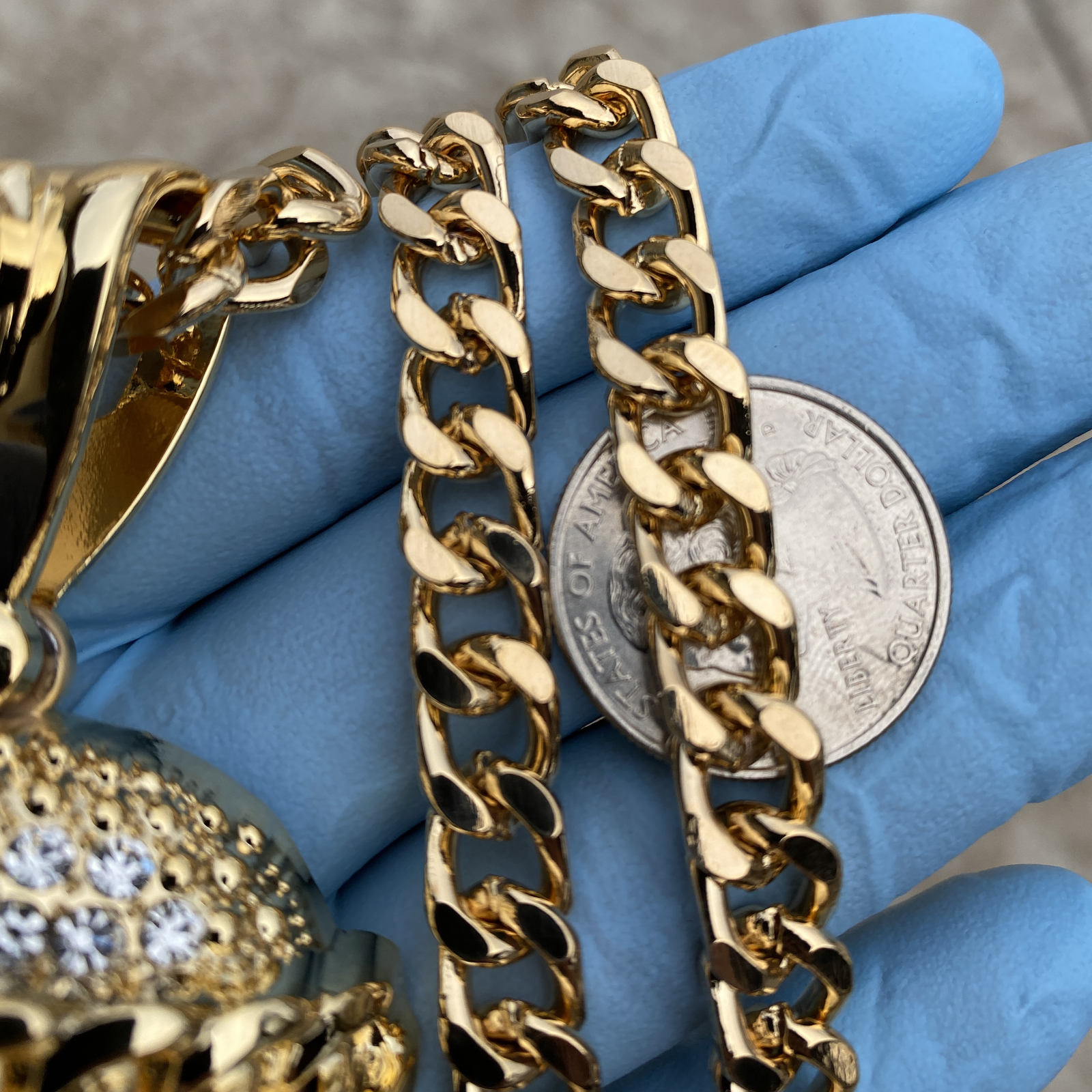 18K Gold Plated Huge Jesus Head Pendant CZ Necklace Hip Hop Cuban Link Chain 30″