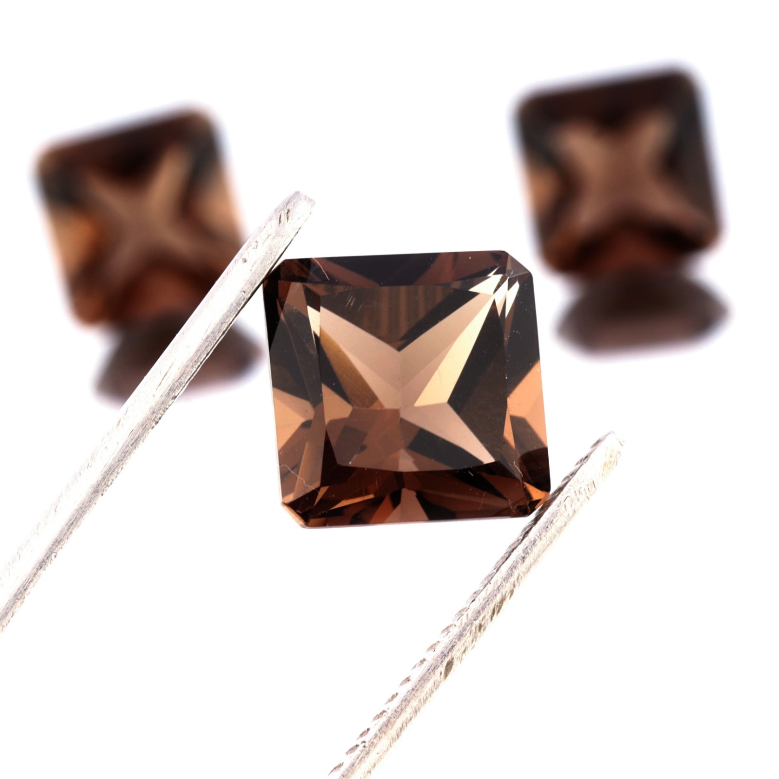 Natural Smoky Quartz Square Shape Faceted Cut 3 Pcs Gemstone 13.25 Ct 10X10X6 mm