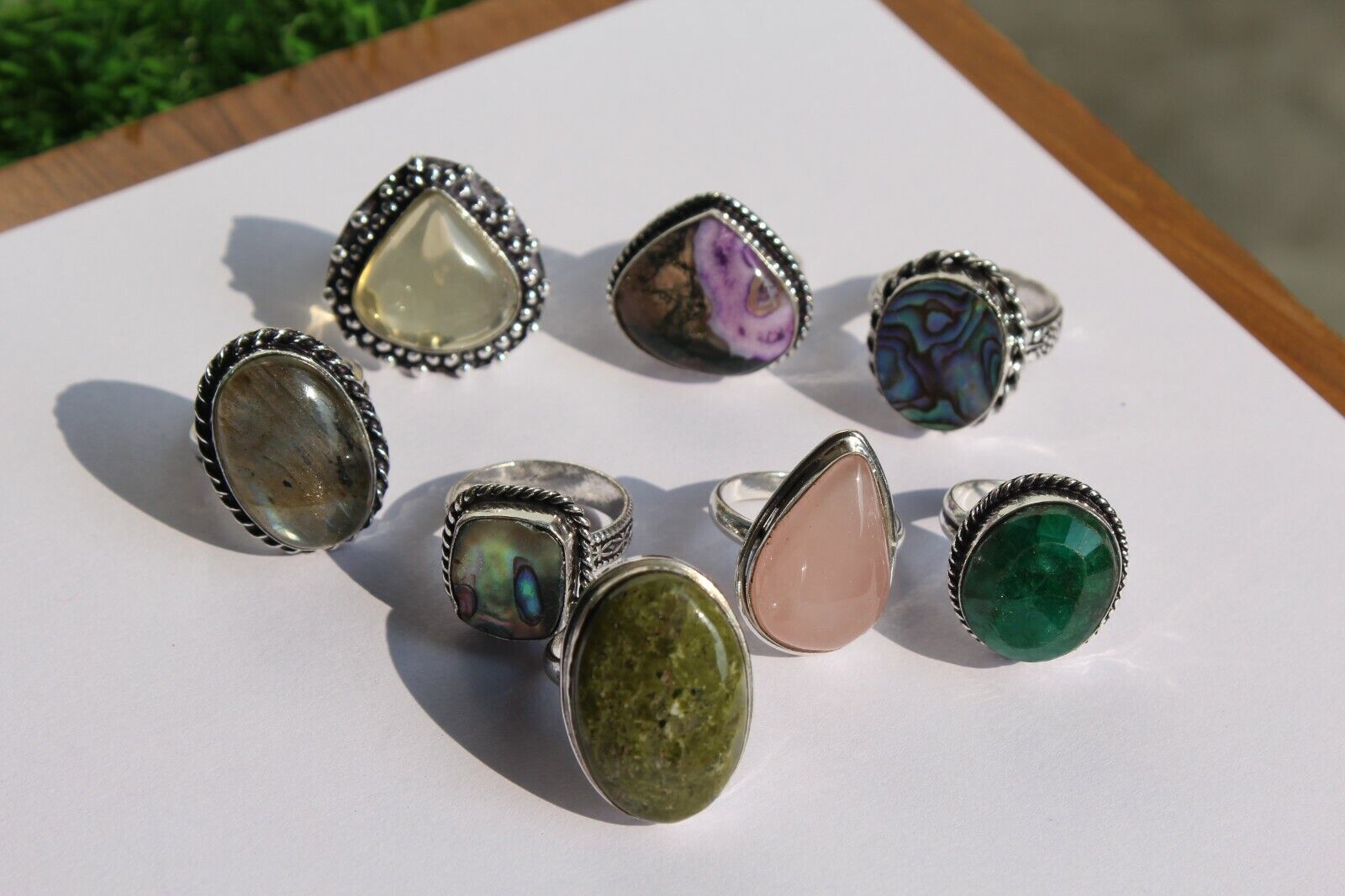 Gift Multi Jasper & Mix Gemstone 925 Sterling Silver Plated Handmade Lot Rings