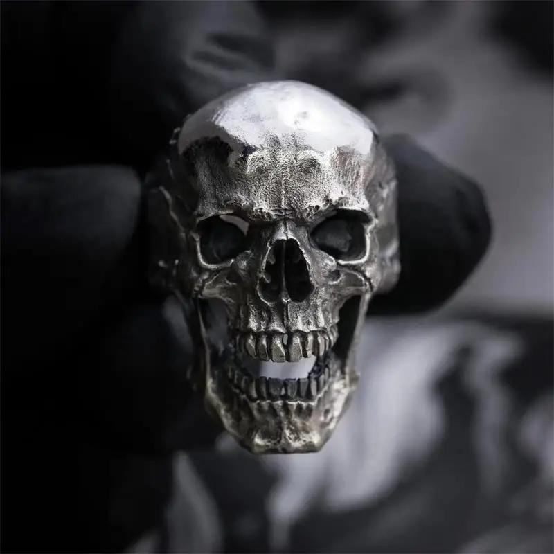 Men’s Stainless Steel Unique Gothic Skull Ring Biker Punk Retro Biker Motorcycle