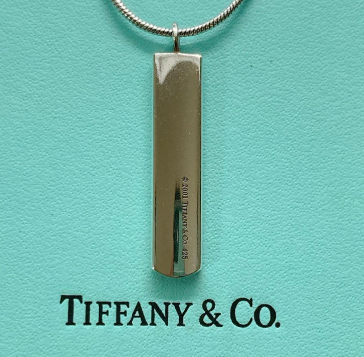 TIFFANY & CO 1937 Narrow BAR PENDANT Nacklace Sliver External Chain