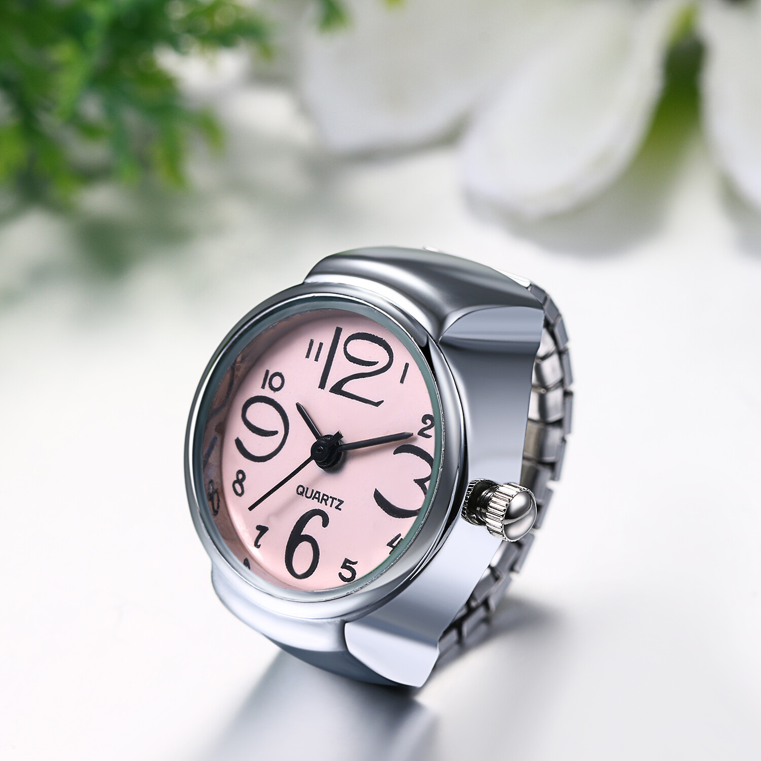 Ring Watch Analog Quartz Watch Dial Elastic Band Creative Finger Watch Men Women