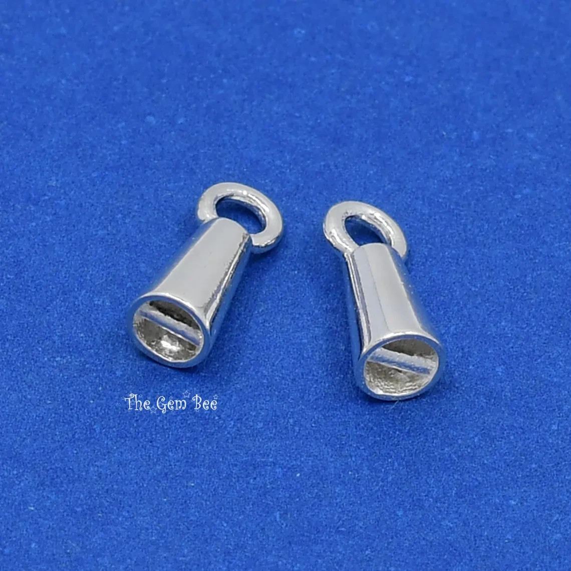 Sterling Silver Crimp Hook Cone Cups Ends Findings With Bars Quantity: (2)