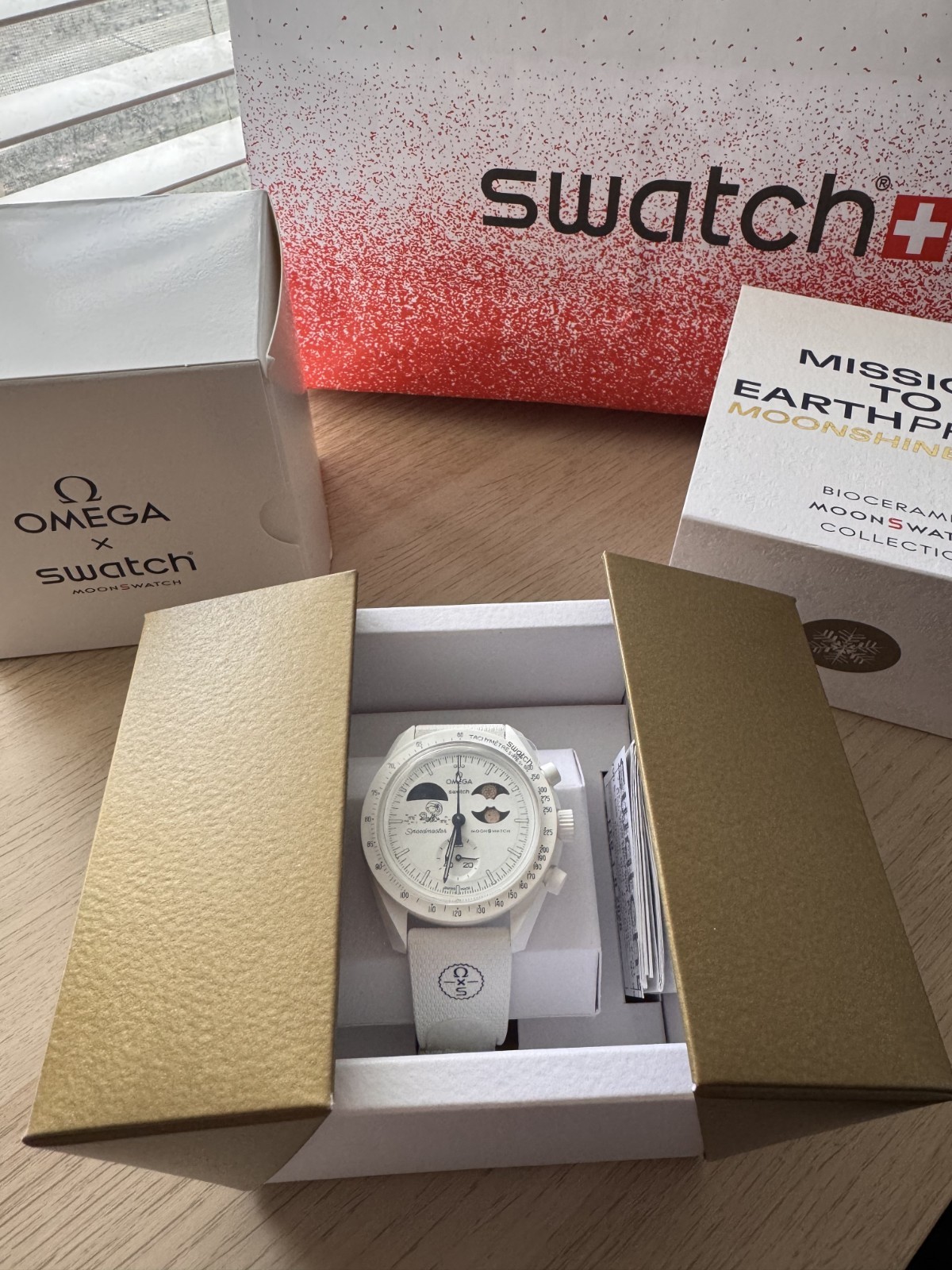 OMEGA x Swatch Cold Moon Mission to Earthphase Moonshine Gold Full Set, RECEIPT