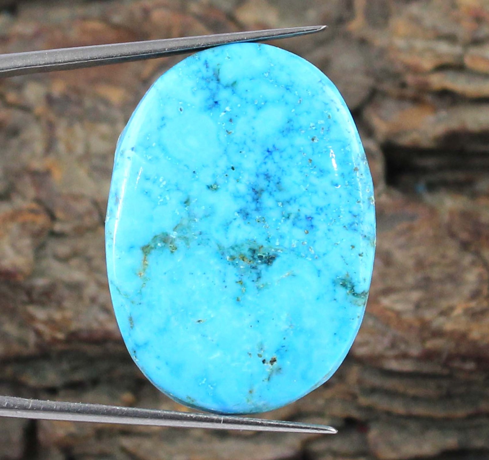 Natural 26.75 Ct Oval Arizona Blue Turquoise Gemstone Certified T22251 No Tariff