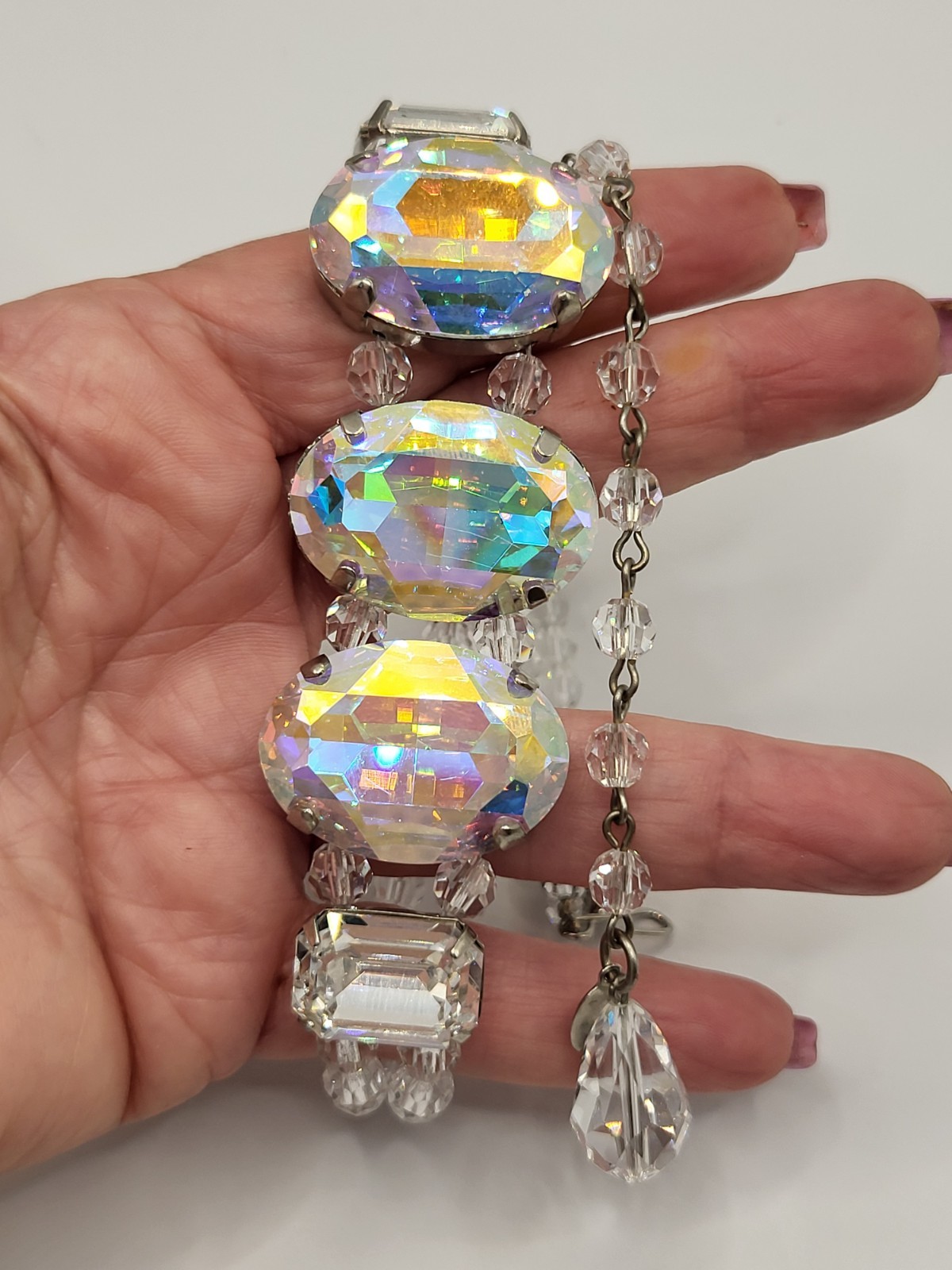 Y2K Signed TARINA TARANTINO Aurora Borealis (AB) Crystal Choker Necklace Vintage