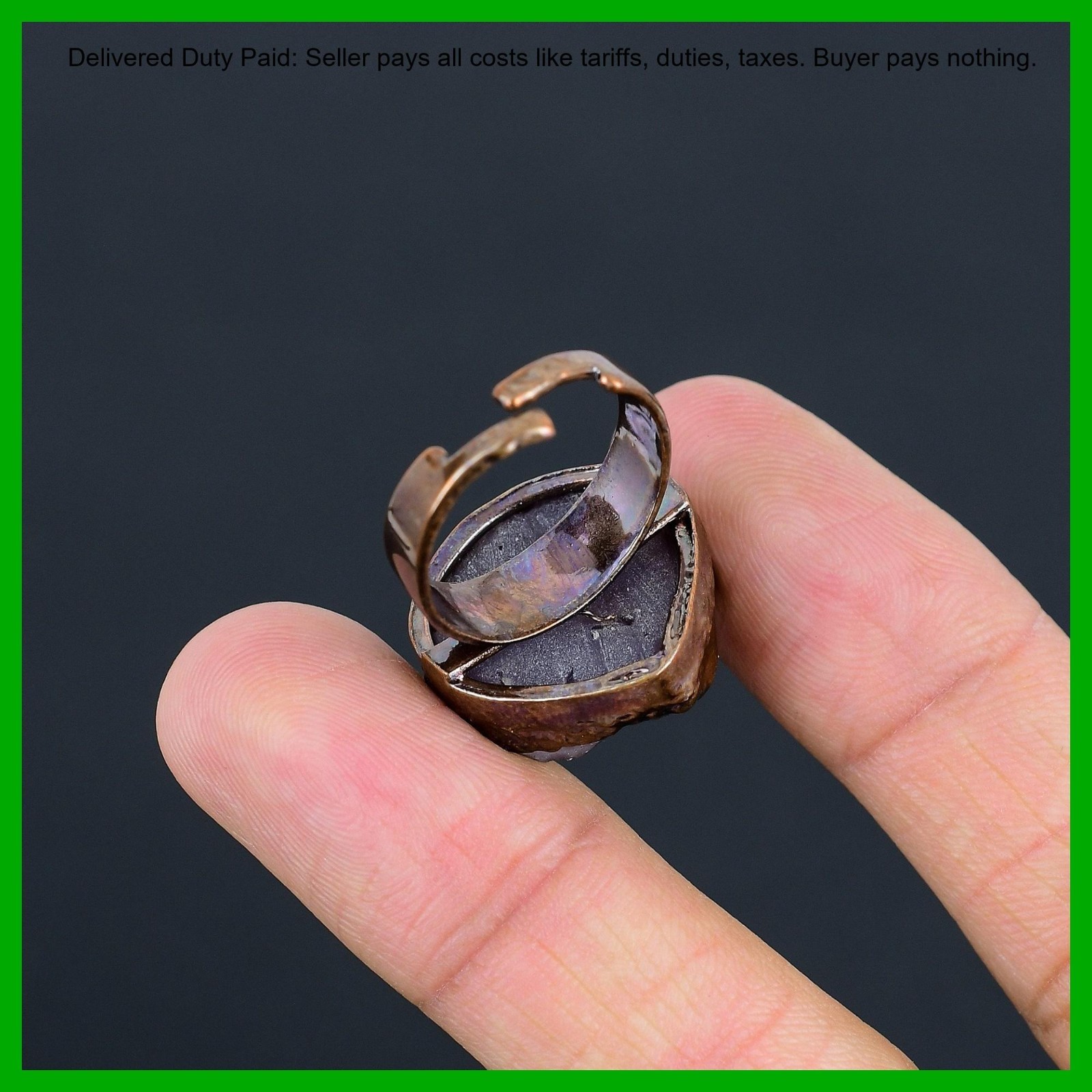 African Amethyst Rough Gemstone Stackable February Electroformed New Ring Copper
