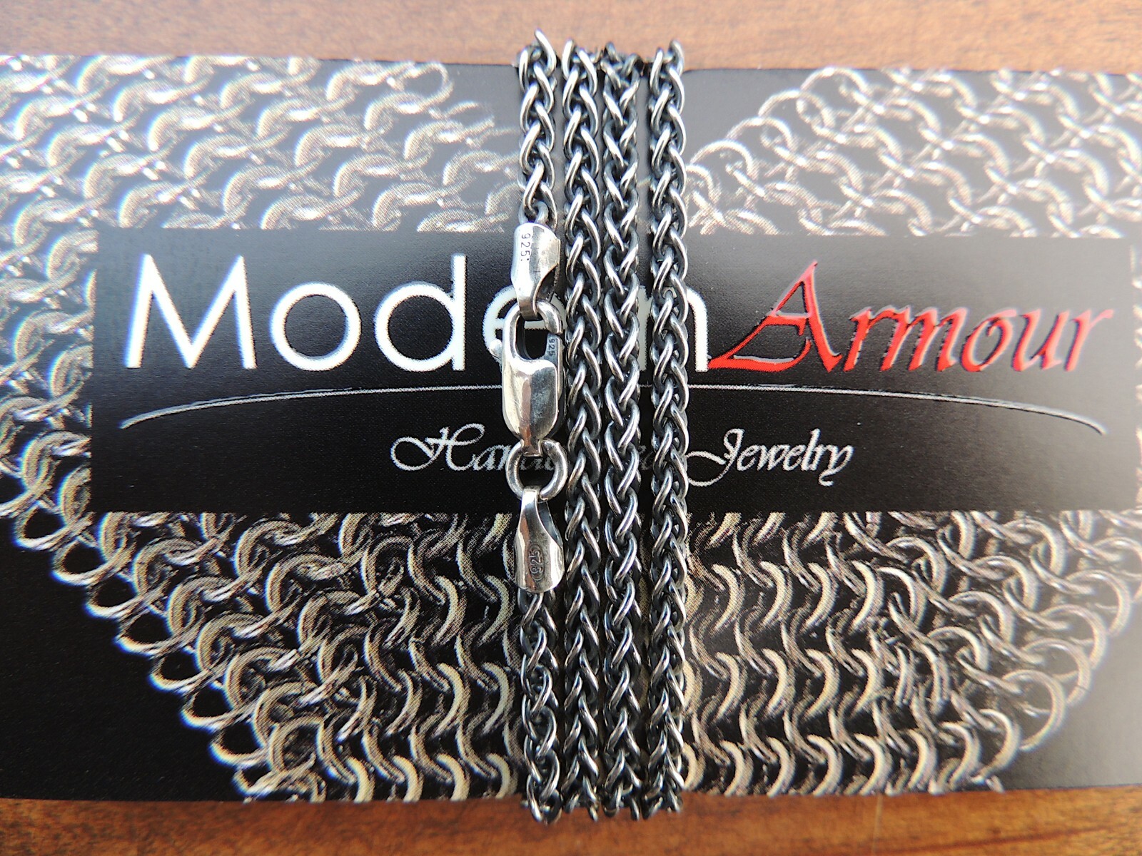 2.5mm Sterling Silver Oxidized Wheat Necklace Chain for Pendants (.925 Silver)