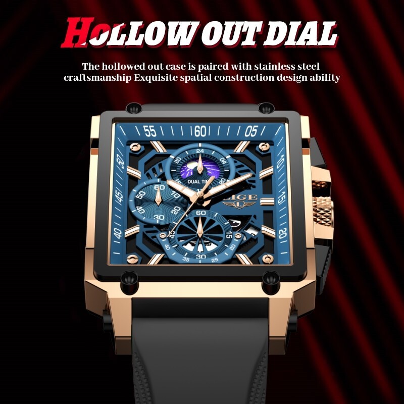 LIGE Men Quartz Watch Luminous Date Dail Wristwatch Casual Business Male Watches