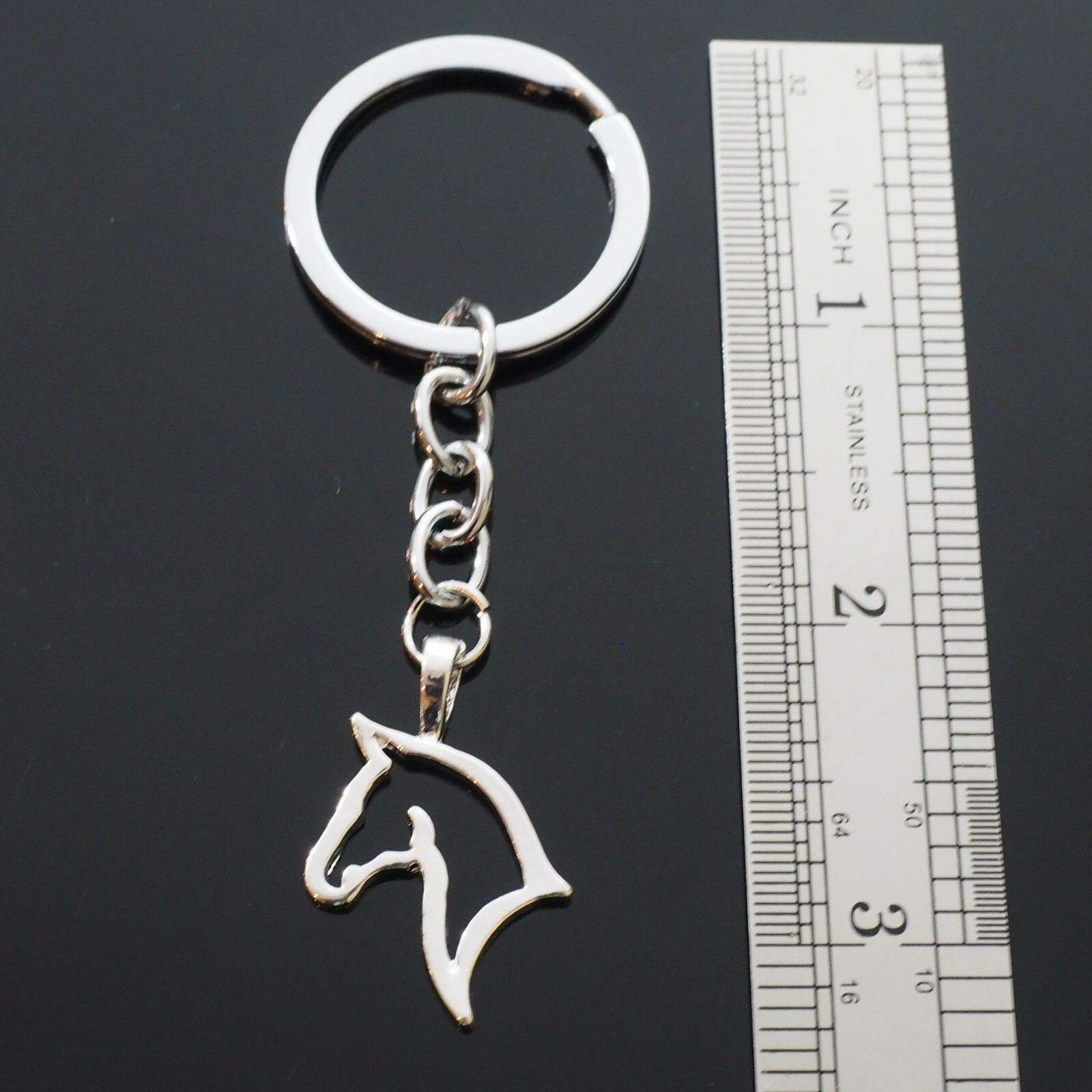 Beautiful Horse Head Hollow Outline Charm Pendant Keychain Lover / Rider Gift