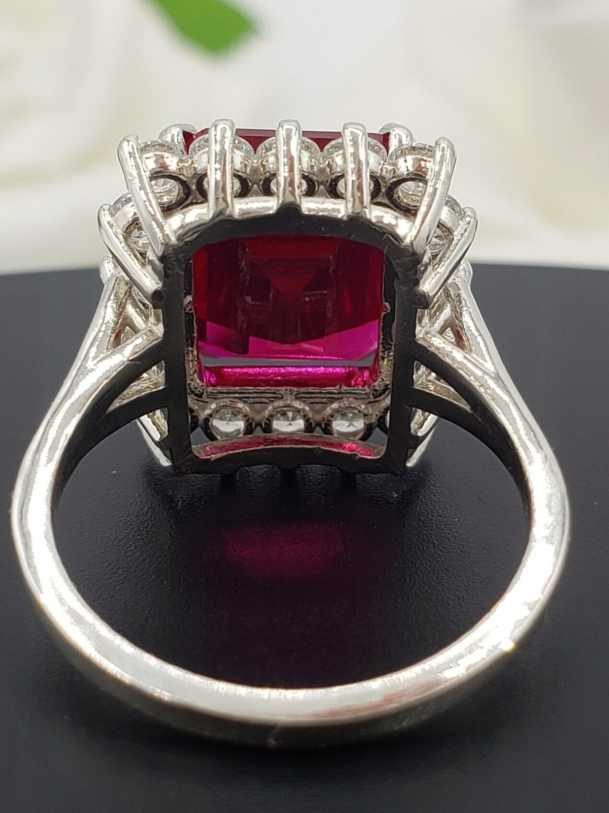 6.80 Ct Natural Red Ruby Diamond Anniversary Ring 14K White Gold Size 6.5
