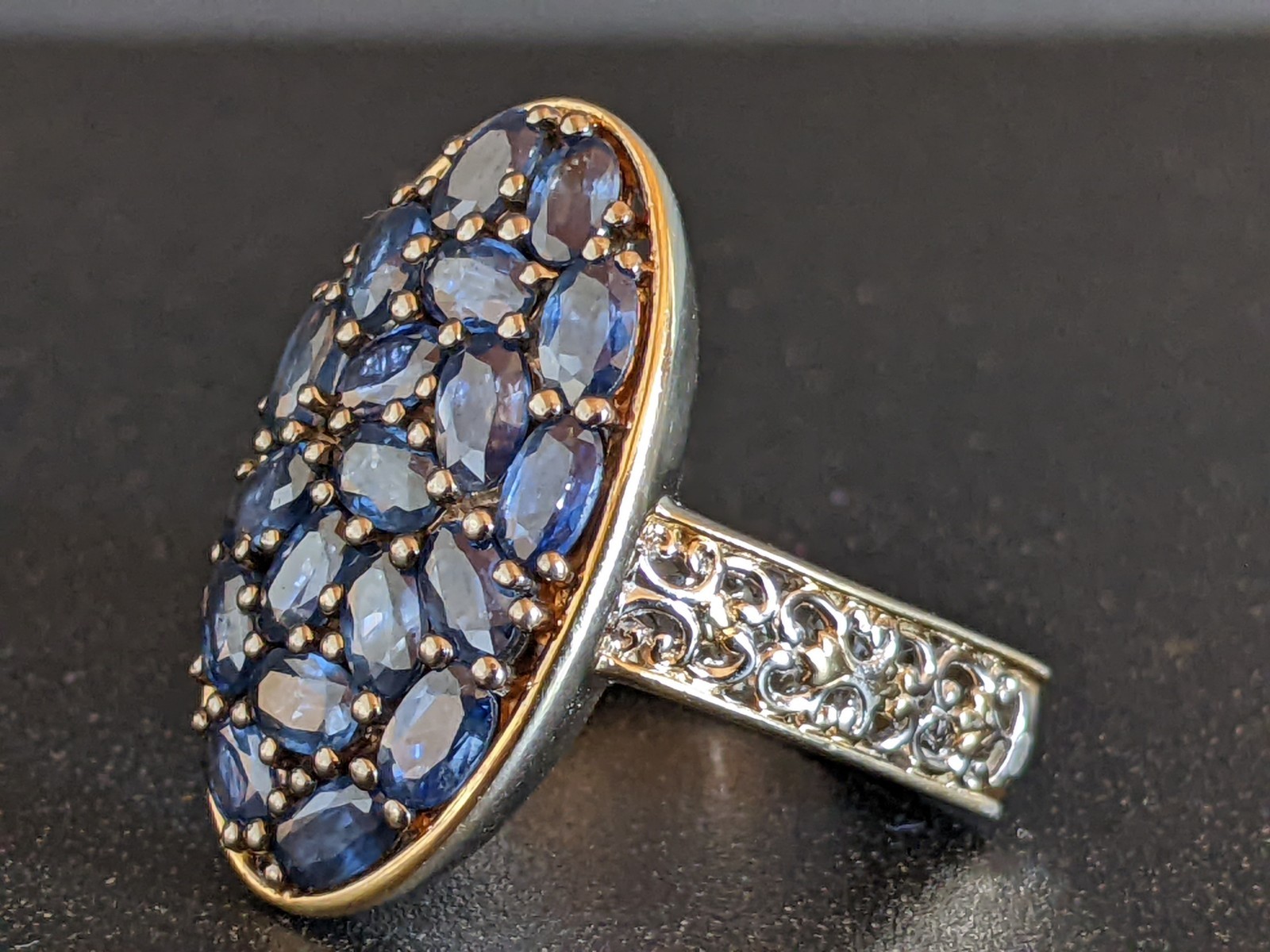 Michael Valitutti Sterling 925 Gold Gems En Vogue Royal Blue Sapphire Ring Size6