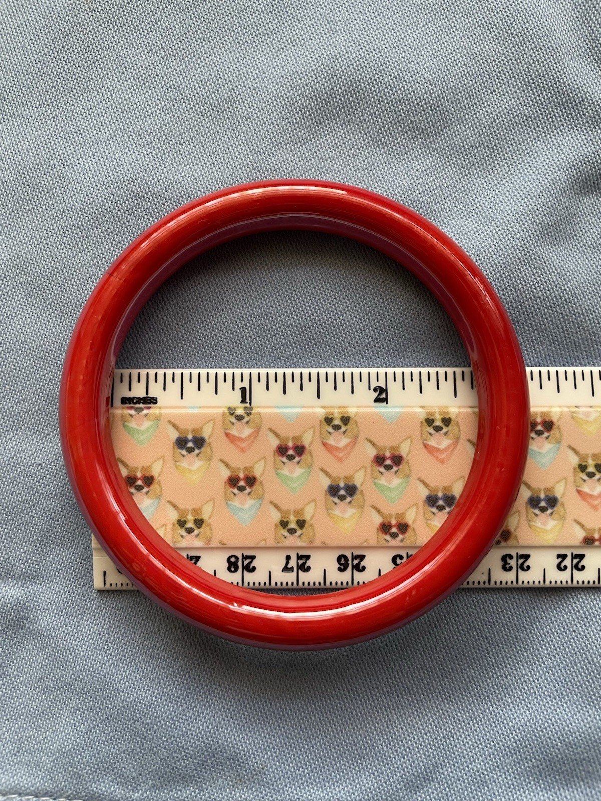Vintage Opaque Red Glass Shiny Bangle Bracelet Rounded Slip On 2 1/2 Inches