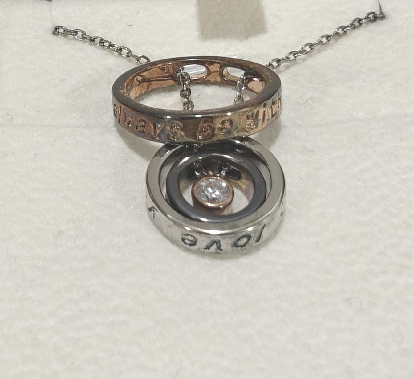 Vintage Sterling Silver Mom Sentiment Necklace | S925 Triple Ring Pendant