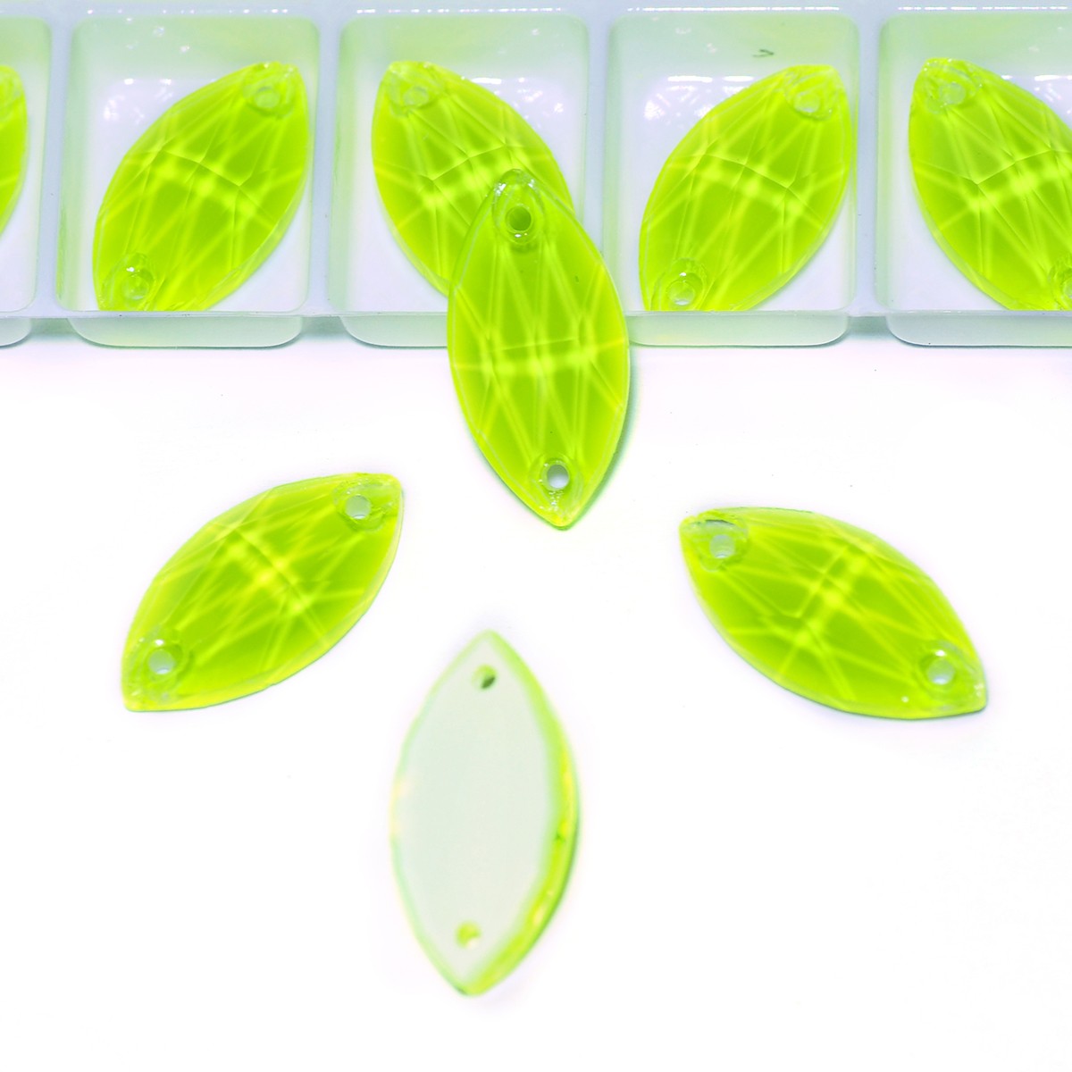 Navette Neon Edges with chamfers Cosmic Crystal Sew On Rhinestones Flat Back St