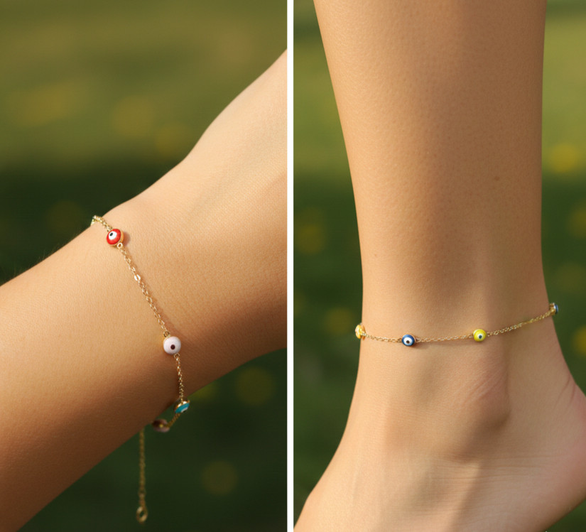 Elegant Gold Color Evil Eye Charm Bracelet 18K Gold Plated Designer Bracelet