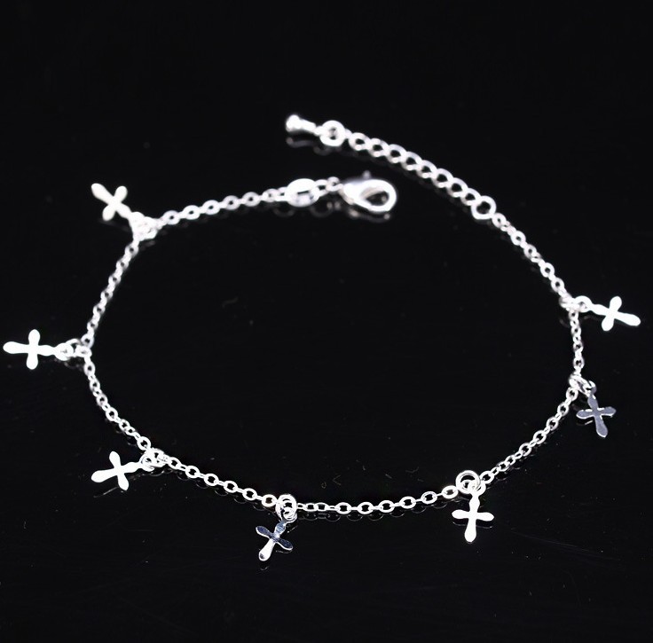 Fashion Cross Silver Anklet Ankle Bracelet Barefoot Sandal Beach Chain Gift