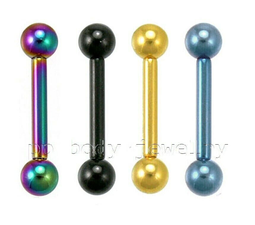 12G 5/8″ Titanium Anodized 316L Surgical Steel Tongue Ring Barbell