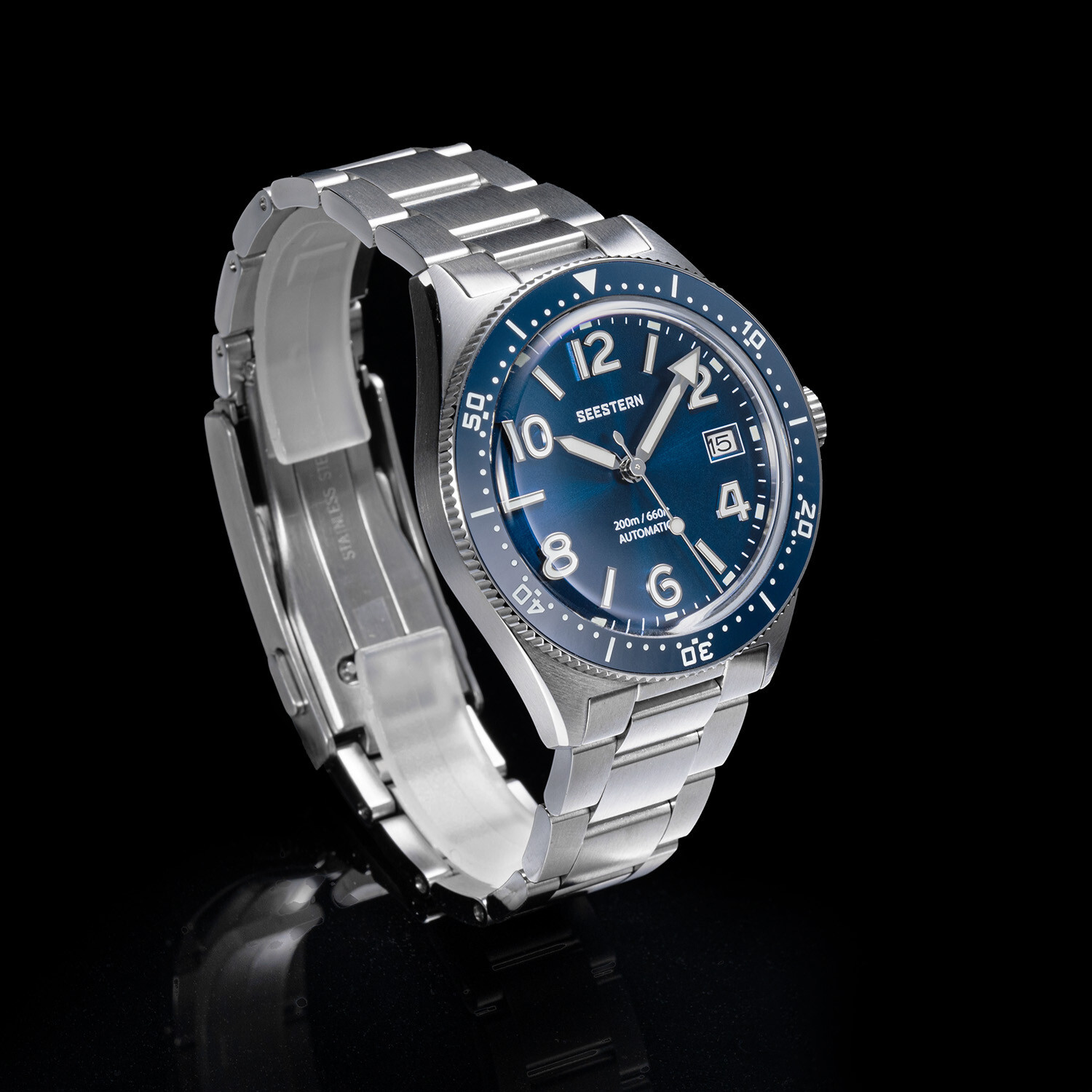 Seestern Domed Sapphire Mechanical Mens NH35 Diver Watch SEAGULL 1963 S434-2.03