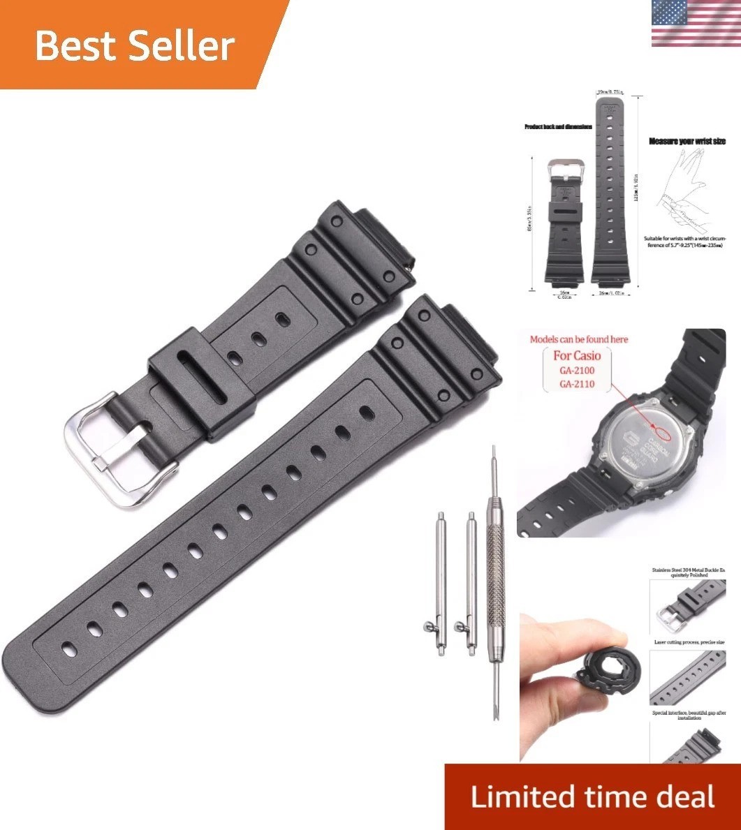 Men’s Waterproof Resin Watch Band for G-Shock GA2100/GA-2110 – Adjustable Size