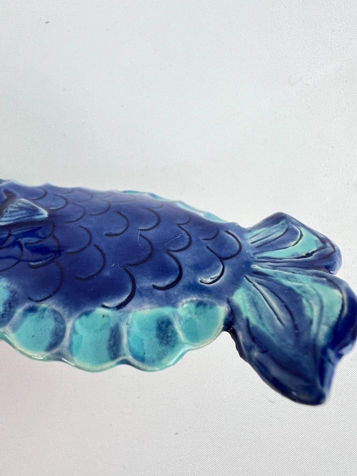 Fashion Large Ceramic Enamel Blue Fish Statement Bold Necklace Summer Cruise
